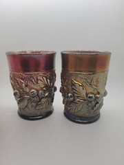 Northwood Acorn Burrs Purple Amethyst Iridescent 4″ Tall Tumblers Set Of 2