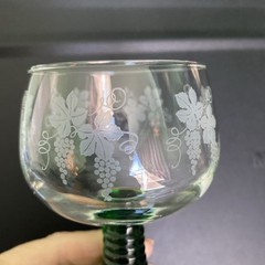 Set Of 4 Green Stem Roemer Wine Glasses Marked France