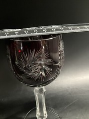2 TWO AJKA Crystal ALBRACCA Lead Crystal Dark Ruby Red Wine Glass 7″ Pinwheel