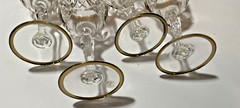 Set 4 Vintage Royal Crystal Rock RCR Gold Trimmed Stemmed 7″ WINE/Water Glasses