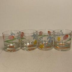 Dorothy Thorpe Hand Painted Poppy Daffodil Spring Flowers Floral Glasses 10 oz