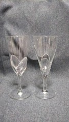 Daum France Modele Corail Pair champagne glasses Goblet Clear Made in France