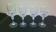 set of 4 longchamp led crystal drinking glasses- 3 «6.5» inch+ 1 » 7″