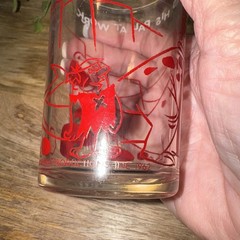 Vintage Flintstones Glass “Fred and His Pals At Work” 1962 Hanna Barbera Red