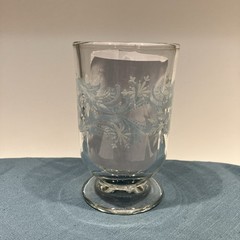 Vtg Libbey Snowflake Swirl Footed Glass Mug Blue & White on Clear | Replacement