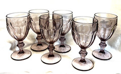 6 Libbey DURATUFF, GIBRALTAR, Plum, Light Purple, WATER GOBLETS 6 3/4″ VGC