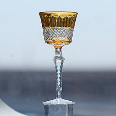 Antiques Style Yellow and hand cut crystal hock glass wine glass Home Decor 5oz