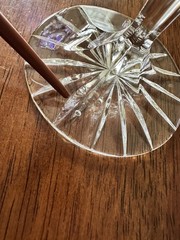 Godinger Edinburgh Cut To Clear Hock Wine Glasses Crystal Cobalt Set Of 2* READ