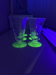 Vintage CONE SHAPED GREEN/URANIUM OPTIC FOOTED GLASS