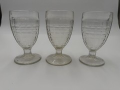 Set Of 3 vintage Indiana Whitehall Colony Cubist clear footed iced tea tumblers