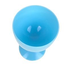 French Blue Opaline Glass Stem Goblet Egg Cup Portieux Vallerysthal 3.5″