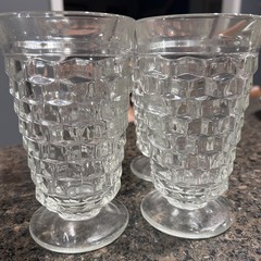 Colony Whitehall Cubist Clear Iced Tea Glass Set 4 Mint Julep Derby Water Retro