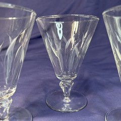 Libbey Simplicity Water Goblets Set Of 4 Stemmed Glasses Etched In Cattails Leaf