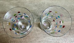 2 Colorful “Confetti” Etched Polka Dot Glasses Stimas Romania