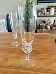 Pair of Vtg Dansk «Neptune» Crystal Champagne Flutes – Designed by Darryle Hinz
