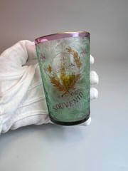 19c. Grand Tour Baccarat Cameo Cranberry Vaseline Glass Paris Beaker Cup Tumbler