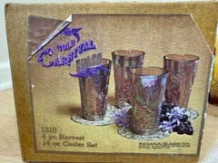 Indiana Carnival Glass 1215 Iridescent Gold Harvest 4 pc 14 oz Tumblers in Box