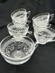 Set of 7 Cups Cape Cod Clear by Imperial Glass-Ohio