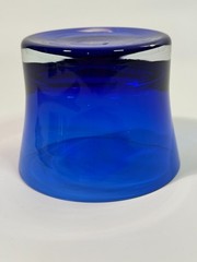 Gorgeous Designs Brand Art Glass 3.5 Inch Cobalt Blue Glass Candle Holder Round