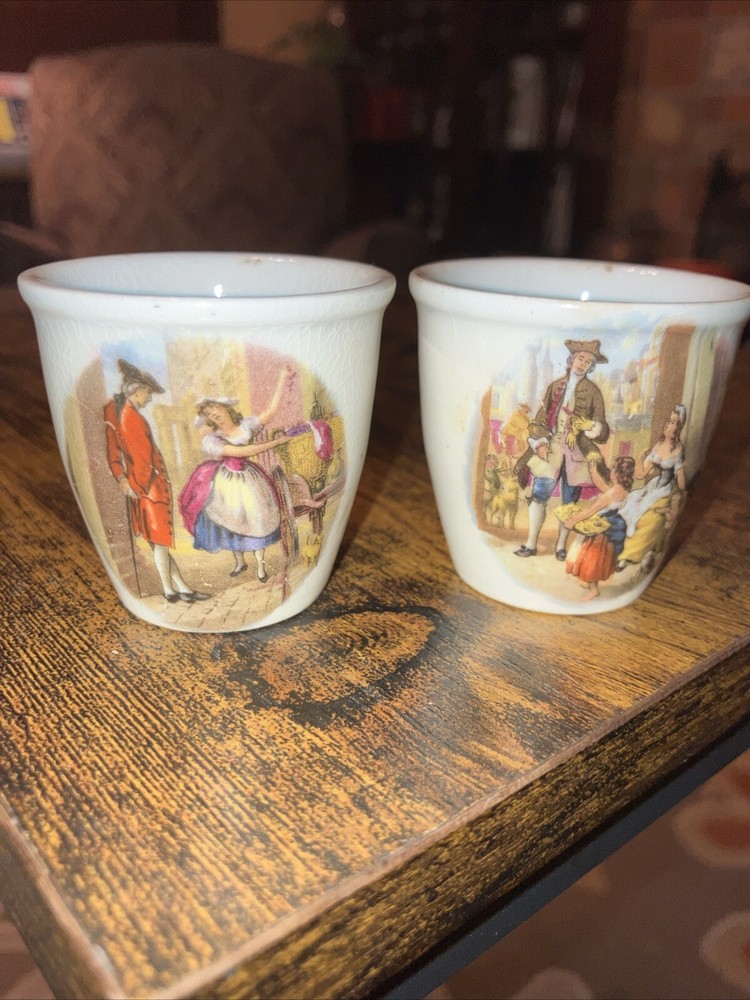 (2) Sandland Staffordshire Stoneware Cups/shot glasses Made in England 2”x2”
