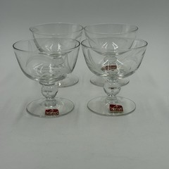 Viking Glass Prelude Clear Cut Ball Stem Sherbet Coupe Wine Set Of Four Glasses