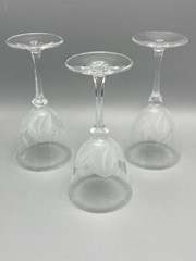 3x Cristal D’Arques Durand FLORENCE Frosted Petals Flower Wine Glass 6.75″
