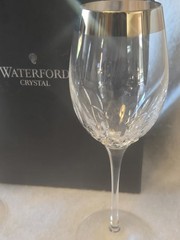 Waterford Crystal Lismore Essence Wine Glass, 9 1/2″ Wide Platinum Band , Box