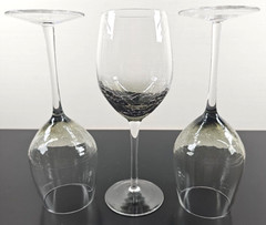 (3) Pier 1 Smoke Crackle White Wine Glasses Set Elegant Clear Drink Stemware Lot