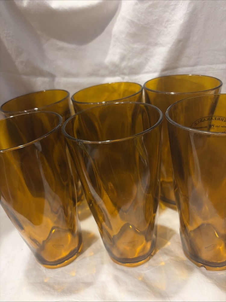 Creative Ware Polycarbonate Optic Diamond Amber 24OZ Tumbler Set Of 6