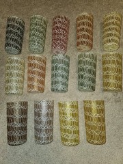 Lot of 14 MCM Color Craft Tumblers with Spaghetti String Design Retro Glasses