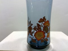 Vintage Set of 6 Libby Franco Bolero Blue 5 1/4″ Tumblers with Poppies