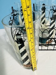 By The Sea Nautical Highball Drinking Glasses~Lighthouse Sailboat Sakura W/Case