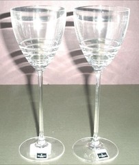 Waterford Crystal John Rocha Folio 1 White Wine SET/2 Horizontal Rings 9″H NIB