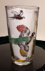 12 OZ FLYING PHEASANTS TUMBLER GLASS HUNTERS With HUNTING DOG very nice