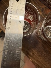 2 Antique Bohemian Engraved Red Cut To Clear Cordial/Shot Glasses