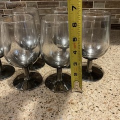 Arcoroc Vintage Gray Smoked Stemware Glasses Set Of 6 France Gradient Black