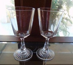Crystal Water Goblet Cut Stem and Foot Plain Bowl 7 1/2 inch 10 oz