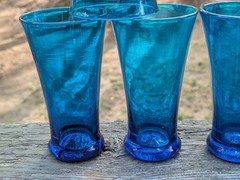 Royal Leerdam Williamsburg CW5T Blenko Glass Turquoise Drinking Glasses (6) Rare