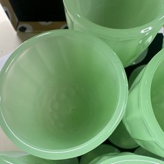 Lot of 10 Jadeite Green Amelie Sunflower Mini Goblet Cordial Shot Glasses MINT