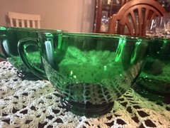 Vintage Anchor Hocking Forest Green Punch Cups Set Of 4 MCM Made 1957-1965