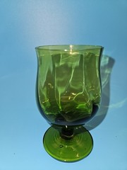 Set Of 6 Colored Swirled Glass Footed Cordials/Small Tumblers