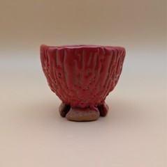 sake cup　”GUINOMI　HAGI-YAKI” 　vermilion,red 01