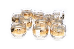 Vtg Culver Coronet Glass Roly Poly Glasses 22k Trim MCM (11 Pieces)