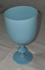 Vintage French Portieux Vallerysthal Blue Opaline Glass Water Goblet 6.5″ High