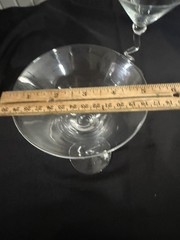 Set Of 2~Curved Stem Modern Martini/Cosmo/Cocktail Clear Crystal Glasses~8.5”