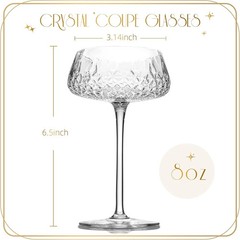 Coupe Glasses, Martini Glasses Set of 4, Vintage Champagne 8oz, 4 Pack, Clear