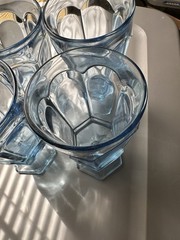 Fostoria Virginia Light Blue FootedWater/Iced Tea Goblets Set Of 4 6-7/8” Tall
