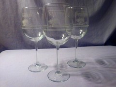 3 Nashoba Valley Winery Wine Glasses – 9 1/4″ Tall – 3″ top diameter