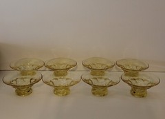 SET OF 8 VINTAGE CAMBRIDGE GLASS GOLD KRYSTOL YELLOW GEORGIAN HONEYCOMB SUNDAES