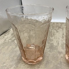 Vintage Peach Panel Textured Drinking Glasses 5” tall 10 Ounce Set of 2
